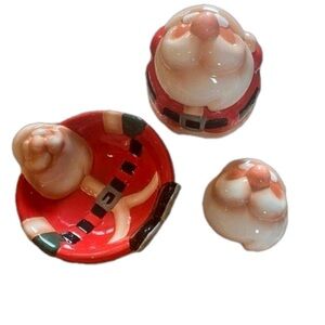 EUC Santa Holiday Bowl and Cookie Jar